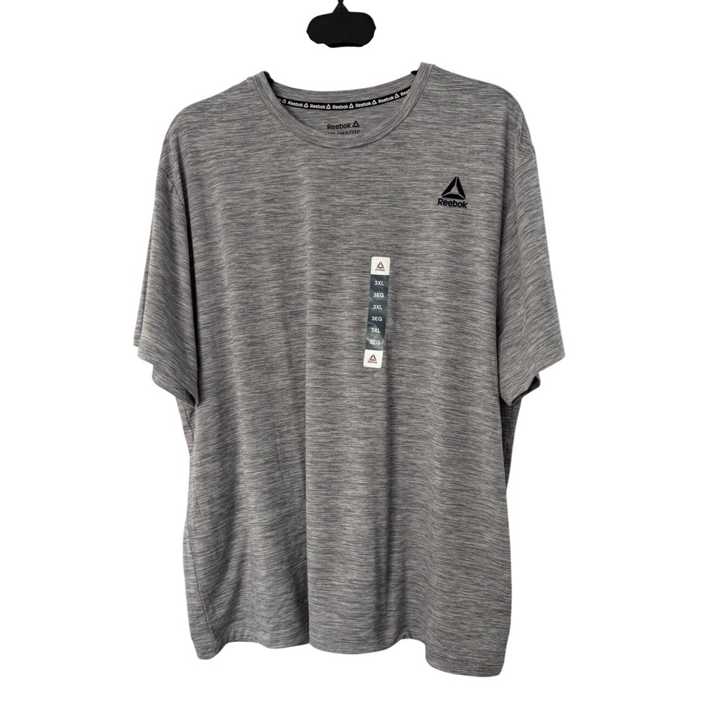 NWT Reebok Mens Short Sleeve Gray Crew Neck Stretch Tee Shirt Big & Tall 3XL